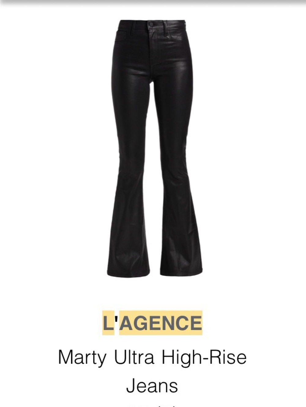 L’AGENCE Marty Noir Coated High-Rise Flare Jeans